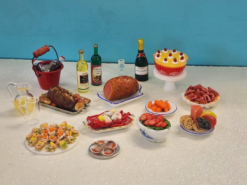 Miniature feast made from polymer clay